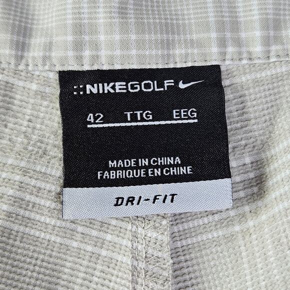 Nike Golf Dri-FIT Men's Performance Shorts Size 42 Beige White Plaid - Picture 3 of 14